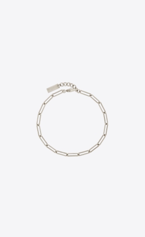 YSL Textured Rectangular Chain Bracelet In Metal Strieborne | 54823-TUFS