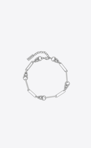 YSL Vintage Rectangular Cable And Knot Links Bracelet In Metal Palladium | 29631-ZXJR