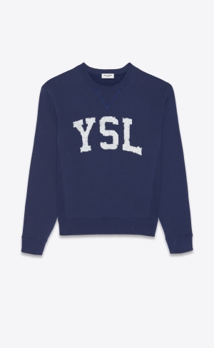 YSL Vintage Sweatshirt Námornícka Modrá | 39852-WSYL
